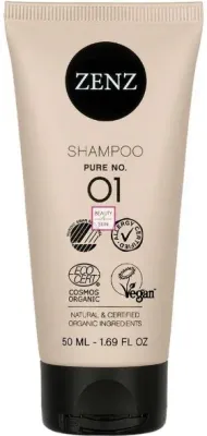 Шампунь для волос Zenz Organic No. 01 Pure Shampoo увлажняющий, для чувствительной кожи головы, 50 мл