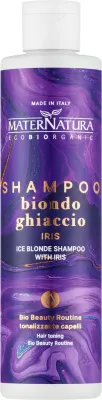 Тонирующий шампунь MaterNatura Ice Blonde Iris против желтизны, с фиалкой и ирисом, для светлых волос, 250 мл