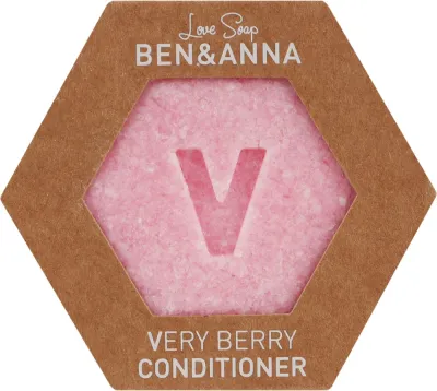 Ben & Anna Ben & Anna Love Soap Very Berry Conditioner - Твёрдый кондиционер для волос Ben Anna Love Soap Very Berry Conditioner, с маслом какао, ягодный аромат, 60 г