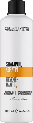 Шампунь для волос Selective Professional Artistic Flair Keratin Shampoo кератиновый, для тонких, сухих и повреждённых волос, 1000 мл
