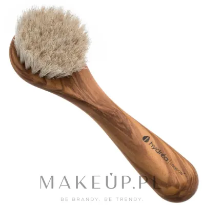 Щётка для лица Hydrea London Olive Wood Facial Brush из оливкового дерева, с ворсом пони, для сухого массажа, 1 шт