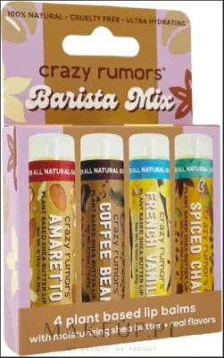 Набор бальзамов для губ Crazy Rumors Barista Mix амаретто кофе ваниль и чай 4 x 4.25 г