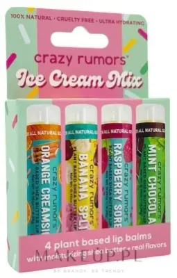 Набор бальзамов для губ Crazy Rumors Ice Cream Mix апельсин банан малина и мятный шоколад 4 x 4.25 г