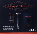 Мужской набор Gillette King C. Perfect Stubble крем для лица и щетины триммер и накидка 100 мл — фото 1