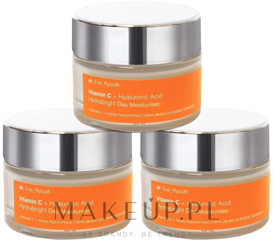 Dr. Eve_Ryouth Vitamin C + Hyaluronic Acid Hydrabright Day Moisturiser набор дневных увлажняющих кремов для лица с витамином С гиалуроновой кислотой и UV-фильтрами 3 x 50 мл