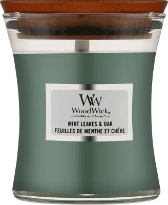 Ароматическая свеча WoodWick Ellipse Mint Leaves & Oak / Листья мяты и дуб