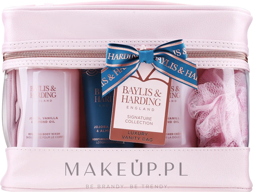 Набор Baylis & Harding Jojoba Vanilla & Almond гель для душа крем-гель лосьон мочалка и косметичка 2x300+200 мл