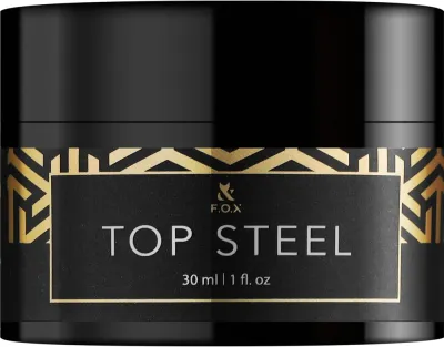 Топ для ногтей F.O.X Top Steel в баночке, глянцевый, без липкого слоя, 30 мл