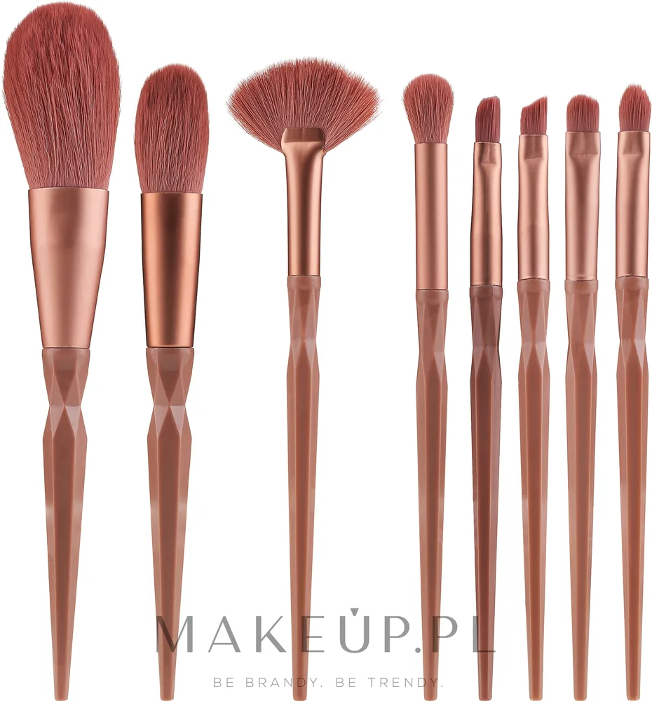 Набор кистей для макияжа Lewer Brushes Faceted, розовый, в футляре, 8 шт