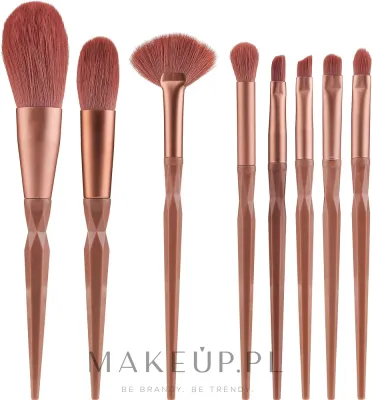 Набор кистей для макияжа Lewer Brushes Faceted, розовый, в футляре, 8 шт