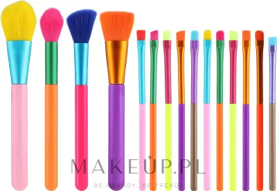 Набор кистей для макияжа Lewer Brushes Multicolored, разноцветный, 4 для лица и 11 для глаз и бровей, 15 шт