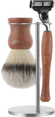 Набор для бритья Acca Kappa Natural Style Brown станок помазок и подставка с деревянными ручками