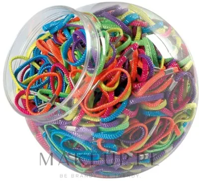Набор резинок для волос Top Choice Hair Bands With Metal Clip Neon 42065 яркие, радужные цвета, 600 шт