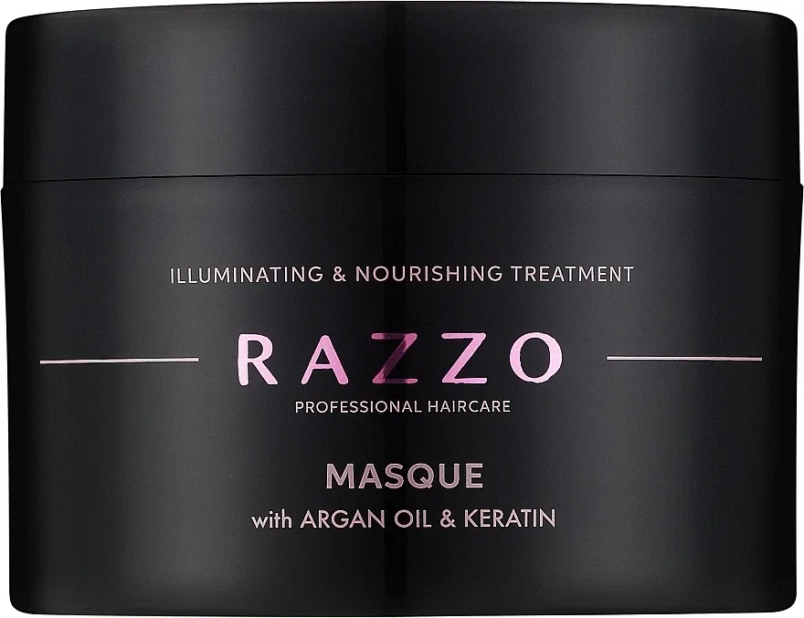 Razzo Professional Hair Care Illuminating and Nourishing Treatment Masque маска для волос питательная с маслом арганы и жожоба, уход для повреждённых волос, 250 мл