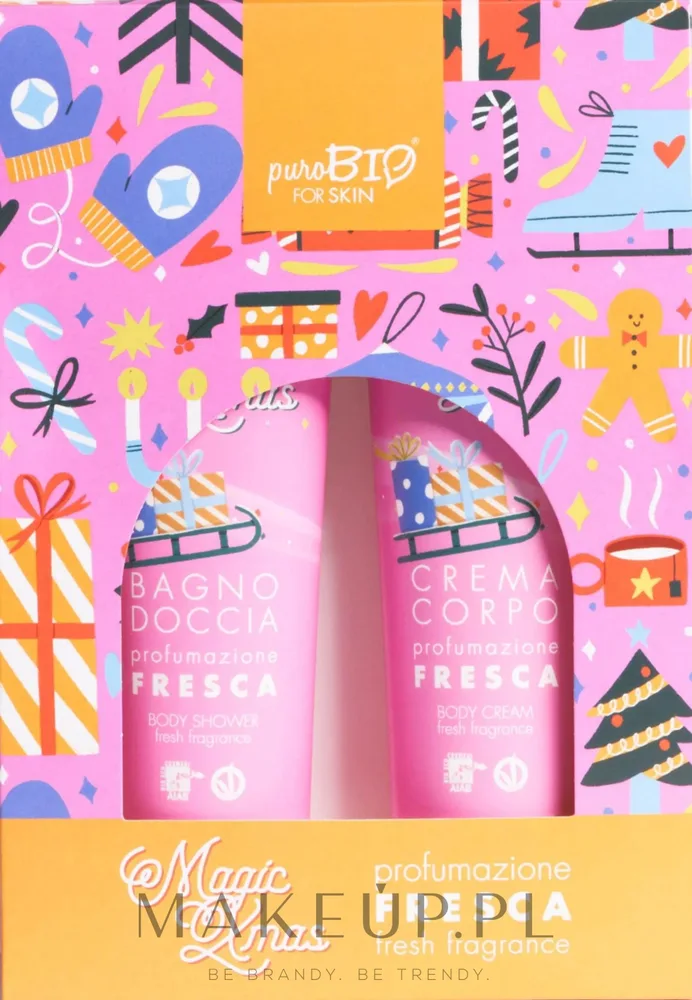 PuroBio Cosmetics PuroBio Cosmetics Magic Xmas Fresh Fragrance (sh/gel/150 мл + b/cr/150 мл) - Набор PuroBio Magic Xmas гель для душа и крем для тела с календулой и ромашкой свежий аромат 2x150 мл
