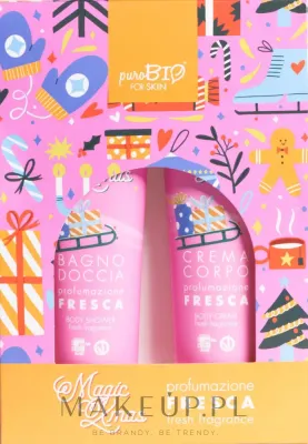 PuroBio Cosmetics PuroBio Cosmetics Magic Xmas Fresh Fragrance (sh/gel/150 мл + b/cr/150 мл) - Набор PuroBio Magic Xmas гель для душа и крем для тела с календулой и ромашкой свежий аромат 2x150 мл