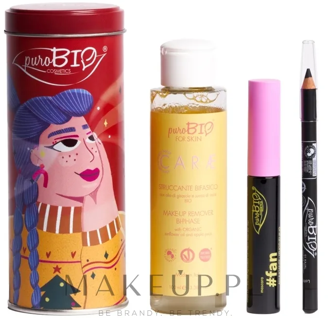 PuroBio Cosmetics Zestaw - Набор для глаз PuroBio Red Box тушь карандаш и средство для снятия макияжа с воском карнаубы 8 мл+1.3 г+100 мл