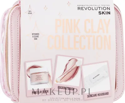 Набор для лица Makeup Revolution Pink Clay глиняная маска кисть повязка и косметичка с каолином 50 мл
