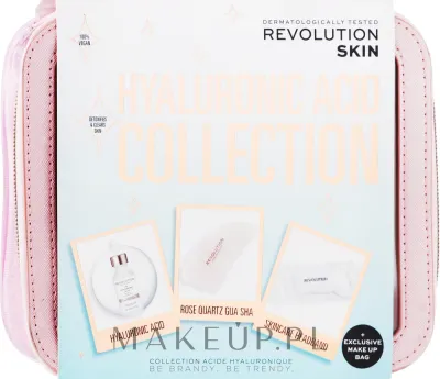 Набор для лица Makeup Revolution Hyaluronic Acid увлажняющая сыворотка гуаша из розового кварца и повязка 30 мл