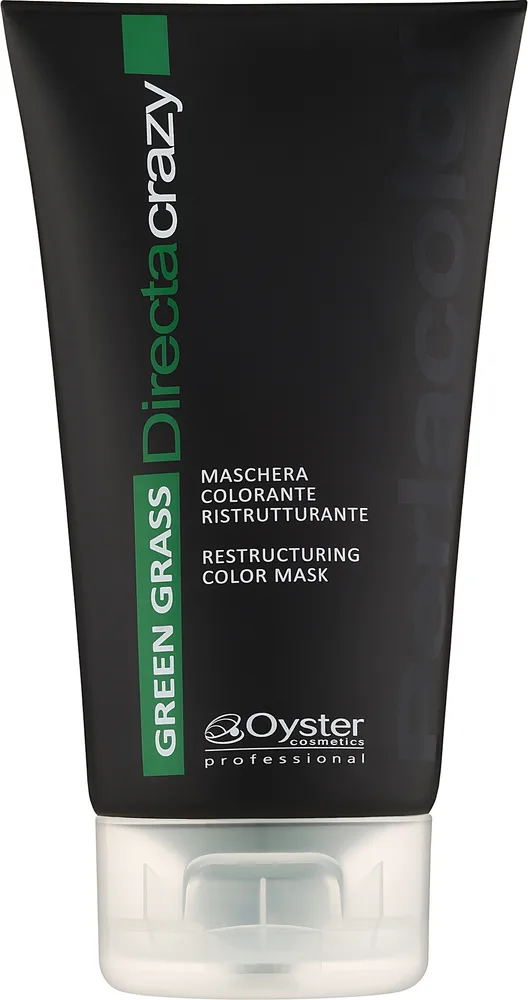 Oyster Cosmetics Oyster Cosmetics Directa Crazy Green Grass - Тонирующая маска для волос Oyster Directa Crazy зелёная, прямой пигмент, масло оливы, какао, экстракт имбиря, 150 мл