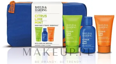Набор Baylis & Harding Citrus Lime & Mint гель для тела и волос 100 мл гель для умывания 100 мл бальзам после бритья 50 мл и косметичка