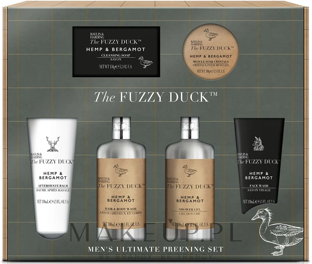 Набор Baylis & Harding The Fuzzy Duck Hemp & Bergamot гель для тела и волос 300 мл гель для душа 300 мл мыло 150 г бальзам после бритья и другие средства