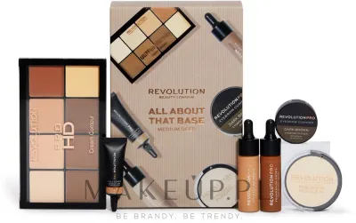 Набор для макияжа лица Revolution Pro Beauty All About That Base Box Medium-Deep с тональными средствами и палеткой для скульптурирования, 6 продуктов