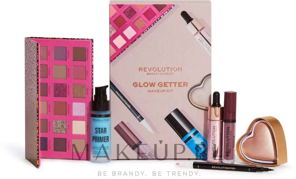 Набор для макияжа Makeup Revolution Glow Getter Makeup Kit с хайлайтерами и палеткой теней, 6 продуктов
