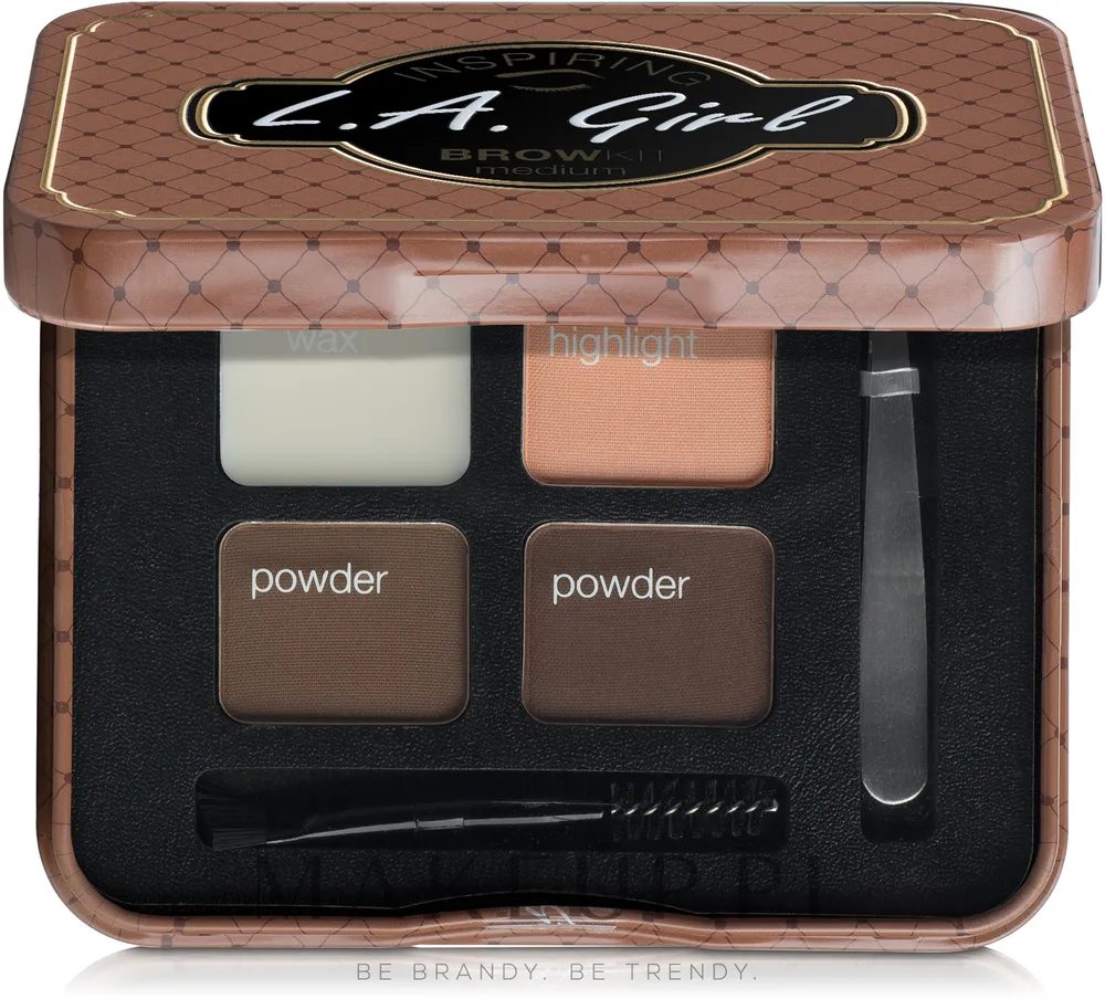 Набор для оформления бровей L.A. Girl Inspiring Brow Kit с пинцетом и воском, оттенок GES343 - Dark and Defined