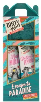 Набор для тела Dirty Works Palms Of Paradise гель для душа лосьон для рук и тела и губка с кофе 2x150 мл