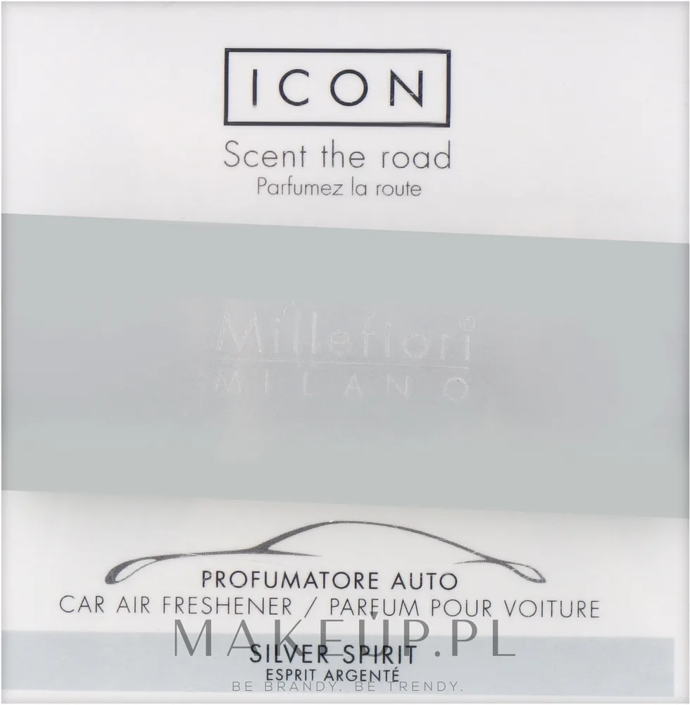 Ароматизатор для автомобиля Millefiori Milano Icon Classic Silver Spirit, на дефлектор, апельсин и бергамот, 1 шт