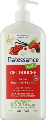 Органический гель для душа Natessance Kids с ванилью и клубникой, 500 мл