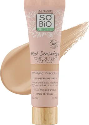Тональная основа So'Bio Etic Mat Sensation матирующая натуральная, 30 мл, оттенок 25 - Golden Beige