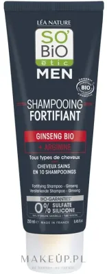 Шампунь для волос So'Bio Etic Men Fortifying Shampoo Ginseng + Arginine укрепляющий, с женьшенем и аргинином, 250 мл