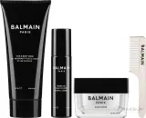 Balmain Paris Hair Couture Balmain Homme Giftset (scr/100 мл + oil/30 мл + body wash/200 мл) - Мужской набор Balmain Homme скраб для кожи головы масло для бороды и гель для волос и тела с арганой и шелком 100+30+200 мл — фото 1
