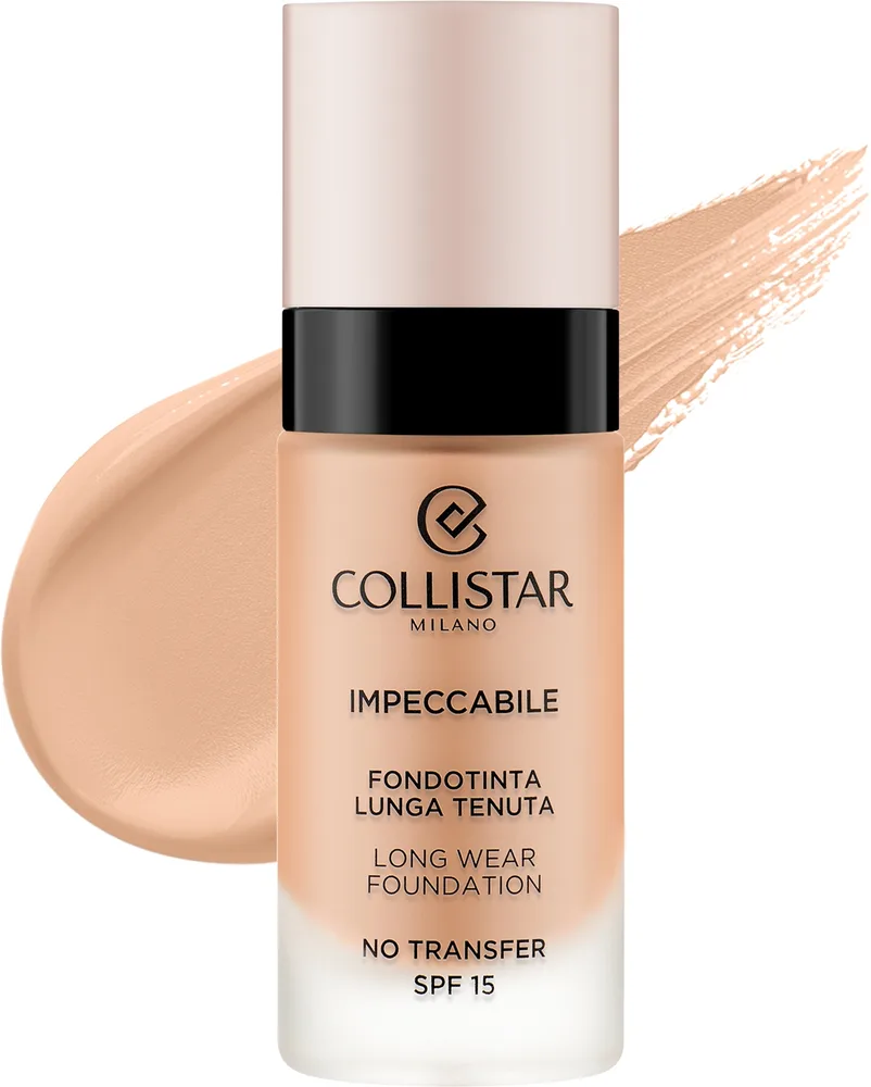 Тональная основа Collistar Impeccabile Long Wear No Transfer стойкая матирующая веганская SPF 15, 30 мл, оттенок 5N - Amber