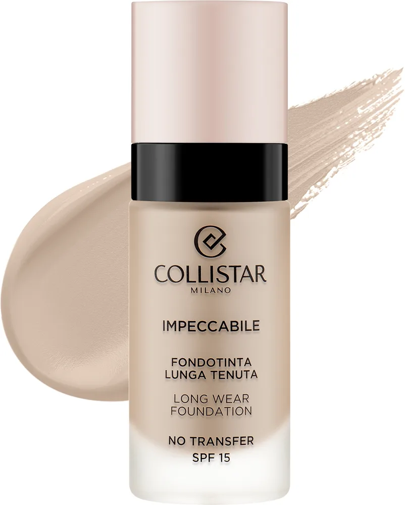Тональная основа Collistar Impeccabile Long Wear No Transfer стойкая матирующая веганская SPF 15, 30 мл, оттенок 1N - Avory
