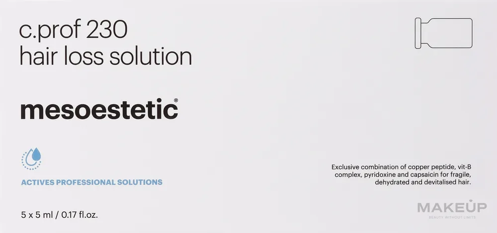 Мезококтейль против выпадения волос Mesoestetic C.prof 230 Hair Loss Solution, для профессионального использования, 5 ампул по 5 мл