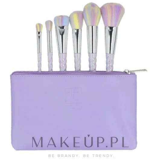 Набор кистей для макияжа ILU Brush Set 6 шт. фиолетовый с ручками единорог