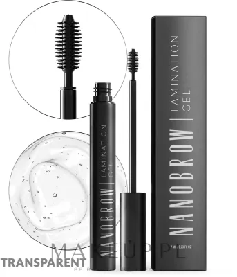 Гель для ламинирования бровей Nanobrow Lamination Gel с силиконовым аппликатором, до 24 часов фиксации, 7 мл, оттенок Transparent