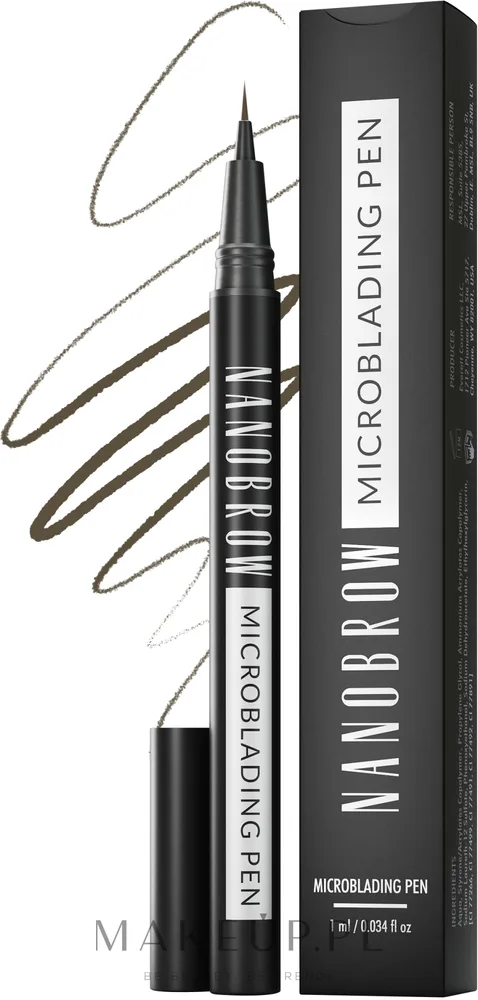 Карандаш для бровей Nanobrow Microblading Pen с ультратонким наконечником, стойкий, 1 мл, оттенок Dark Brown