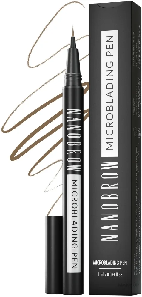 Карандаш для бровей Nanobrow Microblading Pen с ультратонким наконечником, стойкий, 1 мл, оттенок Warm Brown