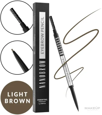 Карандаш для бровей Nanobrow Eyebrow Pencil двусторонний, с щёточкой для растушёвки, 1 г, оттенок Light Brown