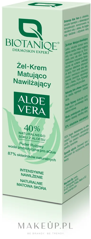 Гель-крем для лица матирующий Biotaniqe Aloe Vera алоэ 50 мл