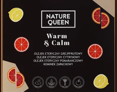 Набор эфирных масел Nature Queen Warm & Calm лимона, апельсина и грейпфрута 3 x 10 мл и аромалампа