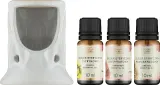 Набор эфирных масел Nature Queen Warm & Calm лимона, апельсина и грейпфрута 3 x 10 мл и аромалампа — фото 2