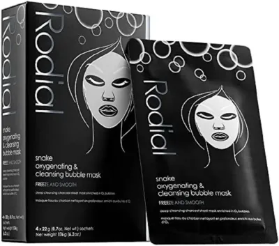 Кислородная очищающая пузырьковая маска для лица с углём Rodial Snake Oxygenating & Cleansing Bubble Sheet Mask, 4 x 22 г