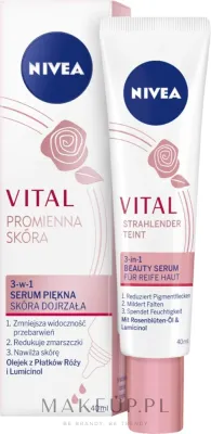 Сыворотка красоты для лица NIVEA Vital Сияющая кожа 3-в-1, с розовым маслом, 40 мл