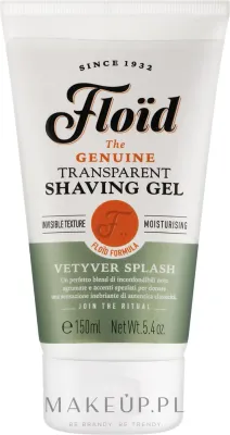 Прозрачный гель для бритья Floid Vetyver Splash Shaving Gel с глицерином, для бороды и усов, 150 мл