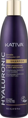 Шампунь Kativa с гиалуроновой кислотой и коэнзимом Q10, аминокислоты сои и пшеницы, 355/500 мл, Перу